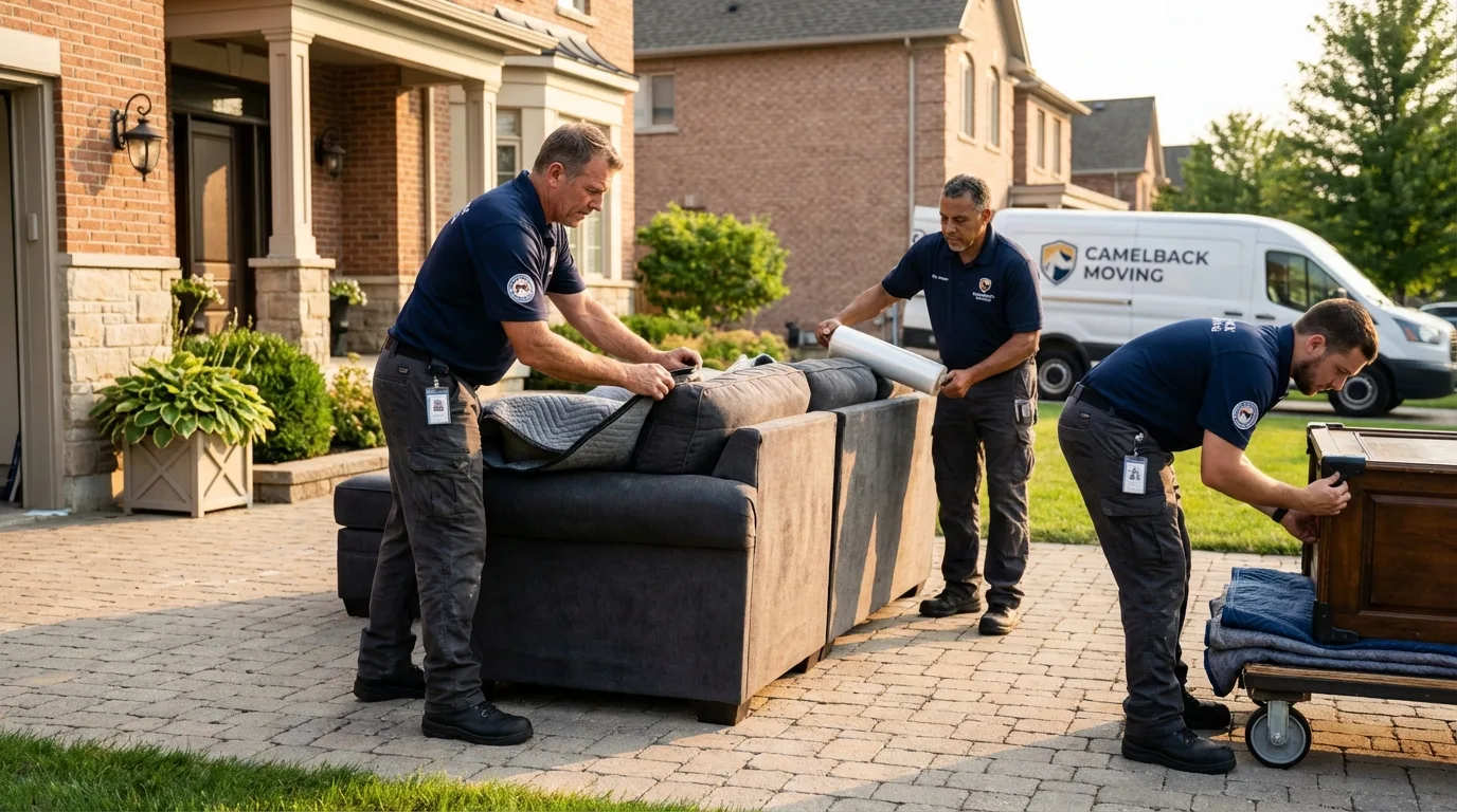 Large estate moving crew wrapping furniture in Lancaster, MO